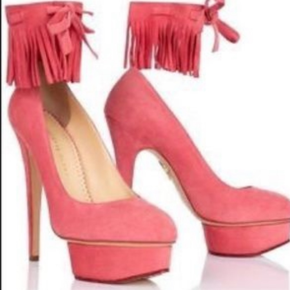 CHARLOTTE OLYMPIA Sundance Dolly Suede Heels! Size 8, NWT
